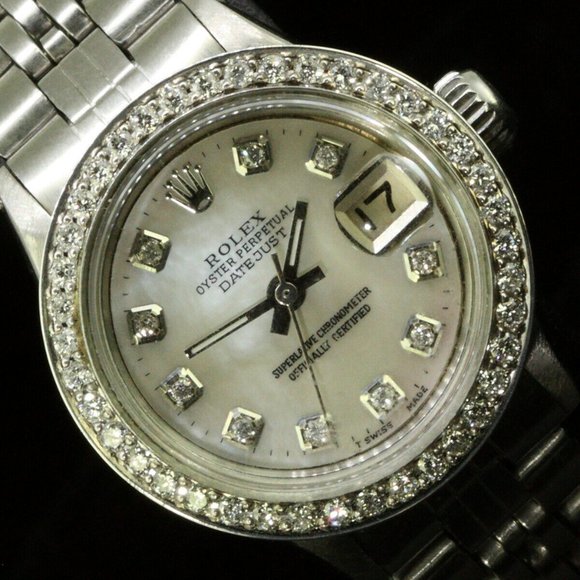 Rolex Ladies Datejust Oyster Perpetual Stainless Steel Diamond Bezel Dial Watch - Picture 1 of 8